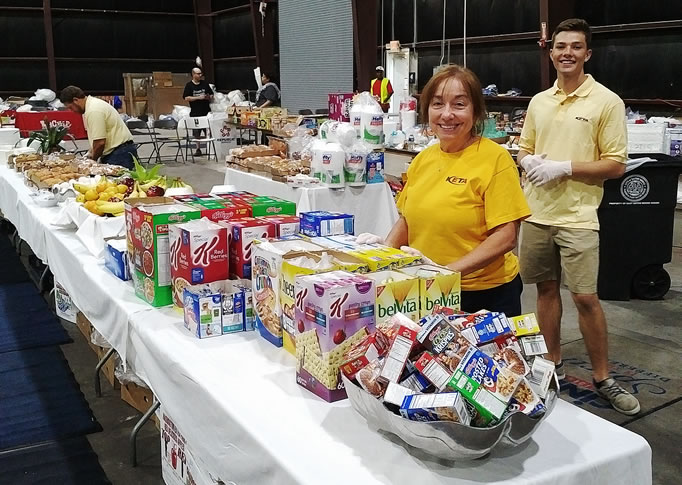 Mass feeding at Celtic administrative staff at food distribution